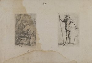(Figuurisarja) Istuva mies, jolla on teräväkärkinen kypärä) tekijältä Salvator Rosa