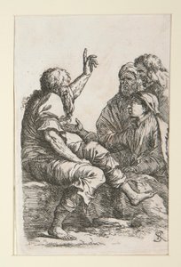 Un vell parlant amb tres menfins tekijältä Salvator Rosa