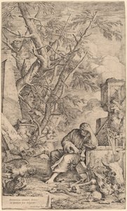 Demokritos meditaatiossa tekijältä Salvator Rosa