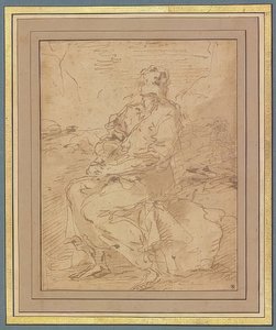 Pyhä Franciscus, luonnos. 1649-60 tekijältä Salvator Rosa