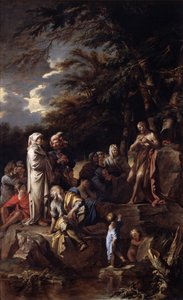 Johannes Kastajan saarna erämaassa, noin 1660 (öljy kankaalle). tekijältä Salvator Rosa