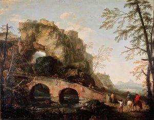Silta katkeaa Salvator (Salvatore) Rosan (1615-1673) maalaus 1640 noin. Himmeä. 106x127 cm Firenze, Palazzo Pitti, Galleria Palatina tekijältä Salvator Rosa