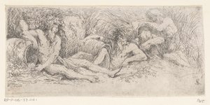 Viisi joen jumalaa uurnoilla Tritons and River Gods (sarjan nimi) tekijältä Salvator Rosa
