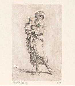Nainen lapsen kanssa Pienet hahmot (sarjan nimi) Figuriini (sarjan nimi) tekijältä Salvator Rosa