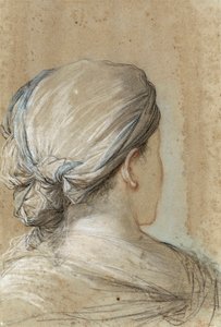 nainen takaapäin huivi päässä (liitu paperille) (liitu paperille) tekijältä Salvator Rosa
