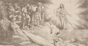 Lasaruksen ylösnousemus, 1645. tekijältä Salvatore Castiglione