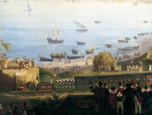 Ensimmäisen junan saapuminen Napolista Portici-linjalle Granatellon asemalle