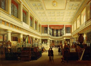Ensimmäinen teollisuusnäyttely Napolissa Sala Tarsiassa vuonna 1854, Salvatore Fergola tekijältä Salvatore Fergola