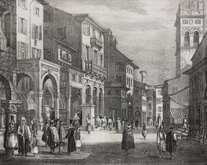 Royal Road, Korfu, Kreikka, Salvatore Puglian litografia Poliorama Pittorescosta, n:o 23, 11. tammikuuta tekijältä Salvatore Puglia