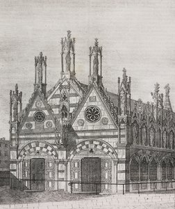 Näkymä Santa Maria della Spinan kirkolle Pisassa, Toscanassa, Italiassa, Salvatore Puglian litografia Poliorama Pittorescosta, n:o 34, 29. maaliskuuta tekijältä Salvatore Puglia