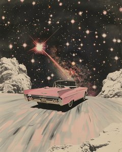 Vaaleanpunainen avoauto Cosmic Drive tekijältä Samantha Hearn