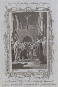 Anselm Fitz-Arthur vaati maan, jonne William Valloittaja haudattiin (kaiverrus) tekijältä Samuel (after) Wale