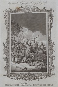 Richard III tapettiin Bosworth-Fieldissä (kaiverrus) tekijältä Samuel (after) Wale