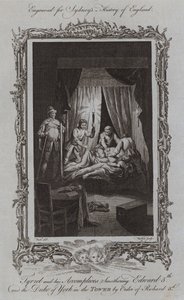 Tyrrel ja hänen rikoskumppaninsa tukahduttamassa Edward V:n ja Yorkin herttuan tornissa Richard III:n määräyksellä (kaiverrus) tekijältä Samuel (after) Wale
