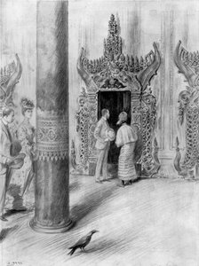 Walesin prinssi ja prinsessa King Theebawsin palatsissa, Mandalay, Burma, 1906
