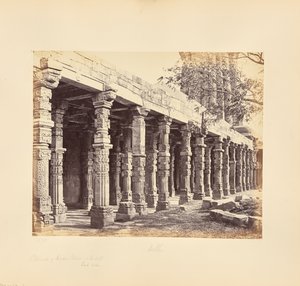 Delhi; Hindupilarien kolonnadi Kutub Minarilla, itäpuoli tekijältä Samuel Bourne