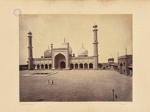 Delhi; Jumma Masjid, moskeija ja sisäpiha tekijältä Samuel Bourne