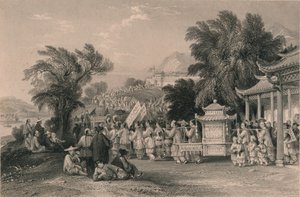 Avioliittokulkue Blue-cloud Creekissä, Chin-keang-foo, c1843-1858.