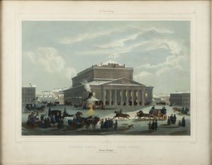 Pietarin keisarillinen Bolshoi Kamenny -teatteri, 1840-luvun loppu. tekijältä Samuel Friedrich Diez