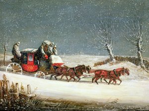 The Royal Mail in Deep Snow (öljy paneelissa)