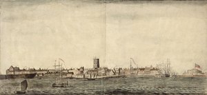 Kingston upon Hullin kaakkoisnäkymä (kynä, tussi ja wash paperille) tekijältä Samuel Heywood