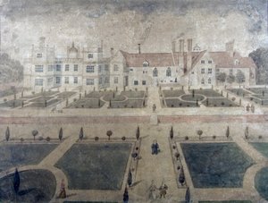Welbeck Abbey, lounaisrintamasta, n. 1780 (wc paperilla)