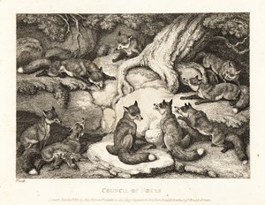 Kettulauma tapaamassa metsässä. 1811 (etsaus) tekijältä Samuel Howitt
