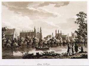 Eton College, kuvitus julkaisusta "Picturesque Views of the River Thames", pub. 1799 (etsaus, akvatinta)