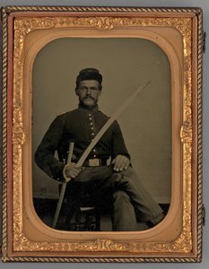 Nimetön muotokuva istuvasta sotilasta sapelilla, 1862. tekijältä Samuel J. Miller