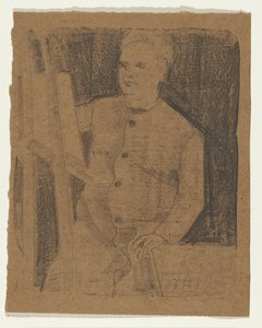Omakuva maalaustelineen takana tekijältä Samuel Jessurun de Mesquita (signed by artist)