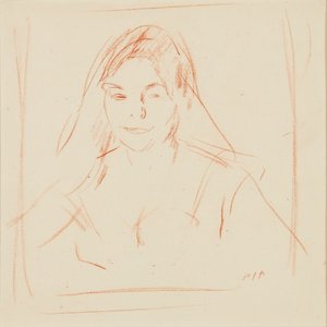 Tyttö hunnulla (sangviini) tekijältä Samuel John Peploe