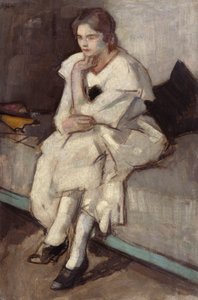 Tyttö valkoisessa mekossa (öljy kankaalle) tekijältä Samuel John Peploe