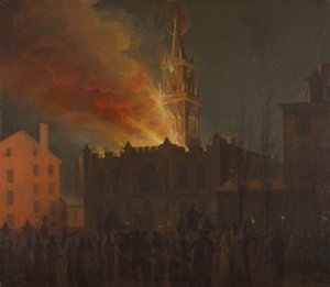 Vapaamuurarihallin palaminen, Chestnut Street, Philadelphia, Pennsylvania. tekijältä Samuel Jones