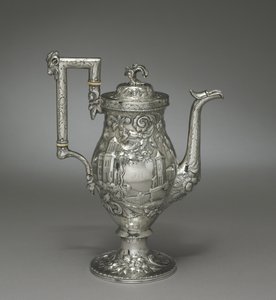 Uusrokokookahvipannu, n. 1840 tekijältä Samuel Kirk