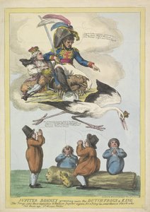 Napoleon lähettää Louis Napoleonin kuninkaaksi haikaran muodossa Hollantiin vuonna 1806 Jupiter Bonney myöntää Hollannin sammakoille kuninkaan (otsikko esineessä) tekijältä Samuel Knight
