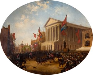 Cambridgen herttua lähtee kaupungintalosta, Birmingham, 1857.