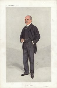 Archer Baker, C P R Euroopassa, Vanity Fair sarjakuva (väri litho) tekijältä Samuel Luke (after) Fildes