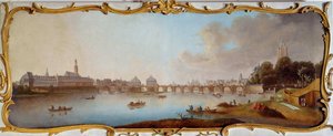 Näkymä Frankfurtin kaupungin panoraamaan Frankfurt am Mainista Saksasta. Samuel Mundin (1724-1794) maalaus 1700-luvun Frankfurt, historiallinen museo tekijältä Samuel Mund