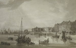 Margate Harbour, 1806 (ruskea pesu grafiitin päällä)