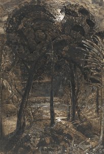 Kuutamoinen kohtaus mutkaisella joella tekijältä Samuel Palmer
