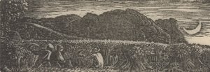 Sadonkorjuu puolikuun alla tekijältä Samuel Palmer