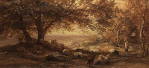 Varjoisa hiljaisuus (akvarelli) tekijältä Samuel Palmer