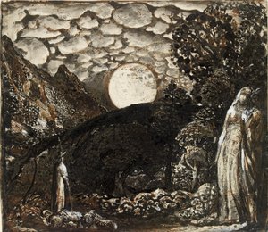 Paimenet täysikuun alla, n. 1829-1830 tekijältä Samuel Palmer