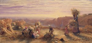 Auringonlasku keräilykenttien yllä tekijältä Samuel Palmer