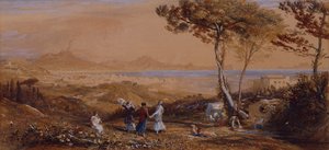 Napolinlahti (akvarelli paperille) tekijältä Samuel Palmer