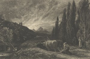 The Early Ploughman tai The Morning Spread Upon the Mountains, ennen vuotta 1861. tekijältä Samuel Palmer