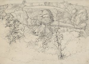 Primitive Cottage, Shoreham (kynä, muste ja pesu paperille) tekijältä Samuel Palmer