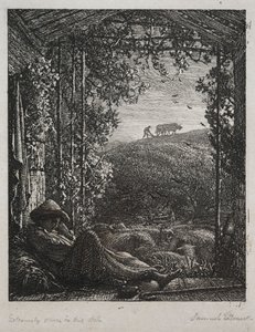 Nukkuva paimen tekijältä Samuel Palmer