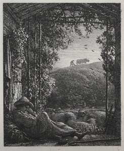 Nukkuva paimen tekijältä Samuel Palmer