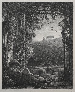 Nukkuva paimen, 1857. tekijältä Samuel Palmer